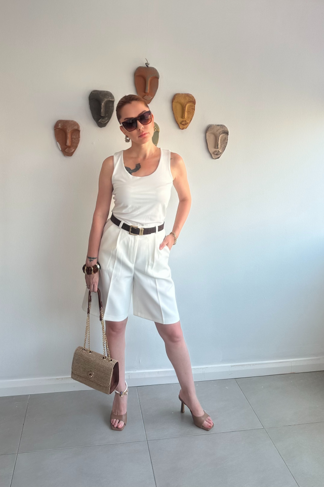 Ekru Bermuda Şort