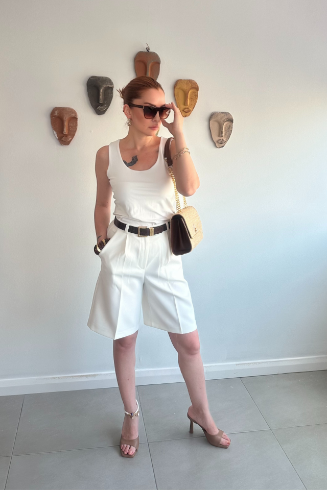 Ekru Bermuda Şort