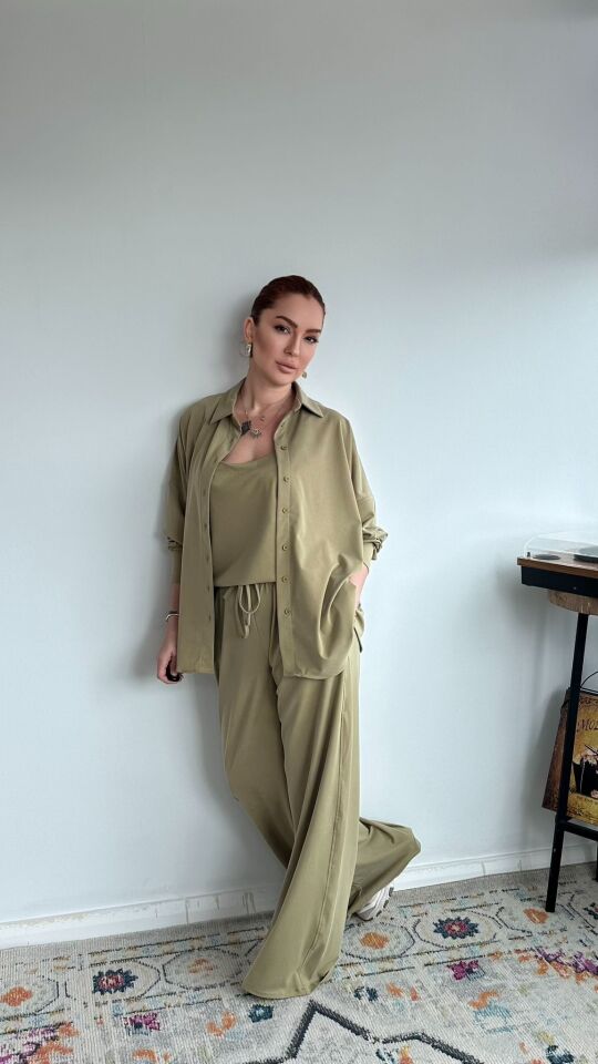 Yeşil Üçlü Pantolon Takım