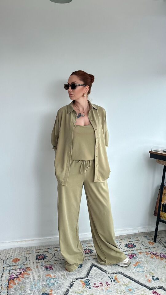 Yeşil Üçlü Pantolon Takım