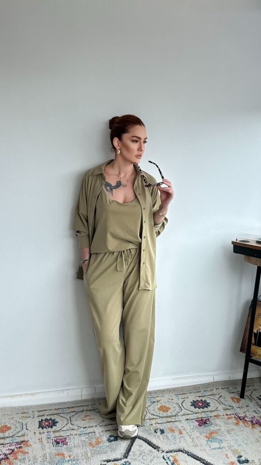 Yeşil Üçlü Pantolon Takım