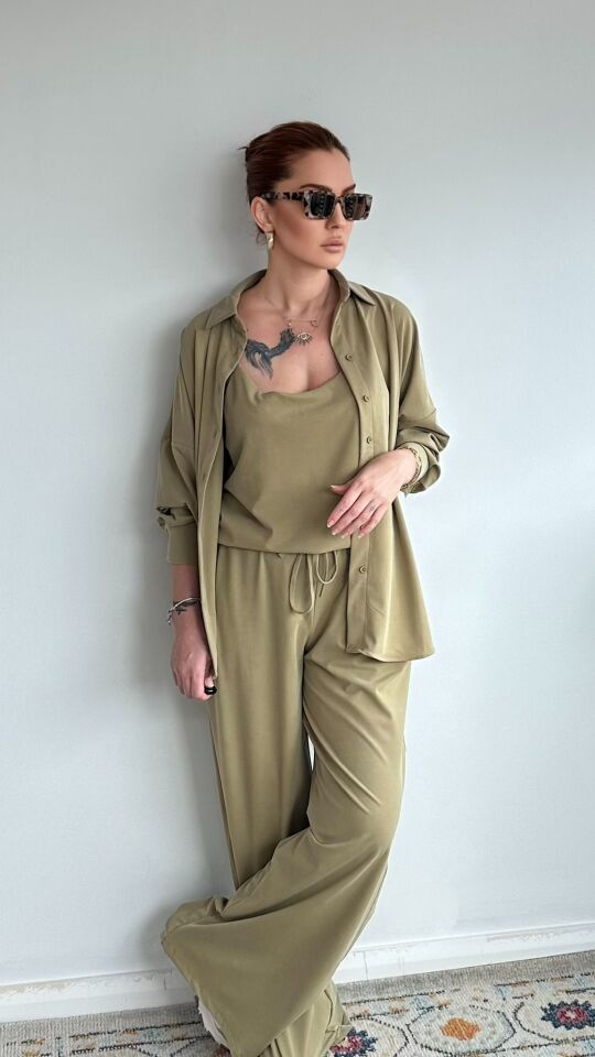 Yeşil Üçlü Pantolon Takım