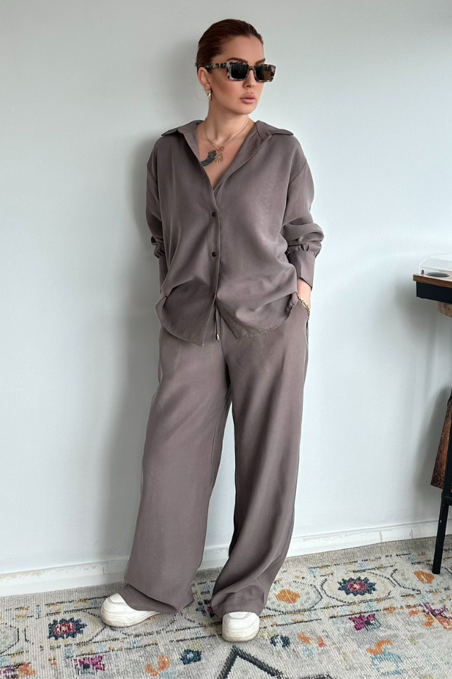 Vizon Özel Dokuma Gömlek Pantolon Takım