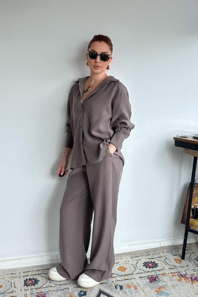 Vizon Özel Dokuma Gömlek Pantolon Takım