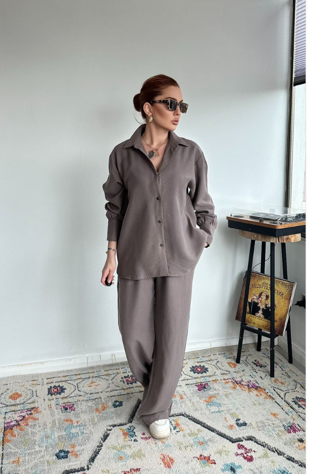 Vizon Özel Dokuma Gömlek Pantolon Takım