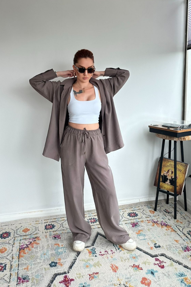 Vizon Özel Dokuma Gömlek Pantolon Takım