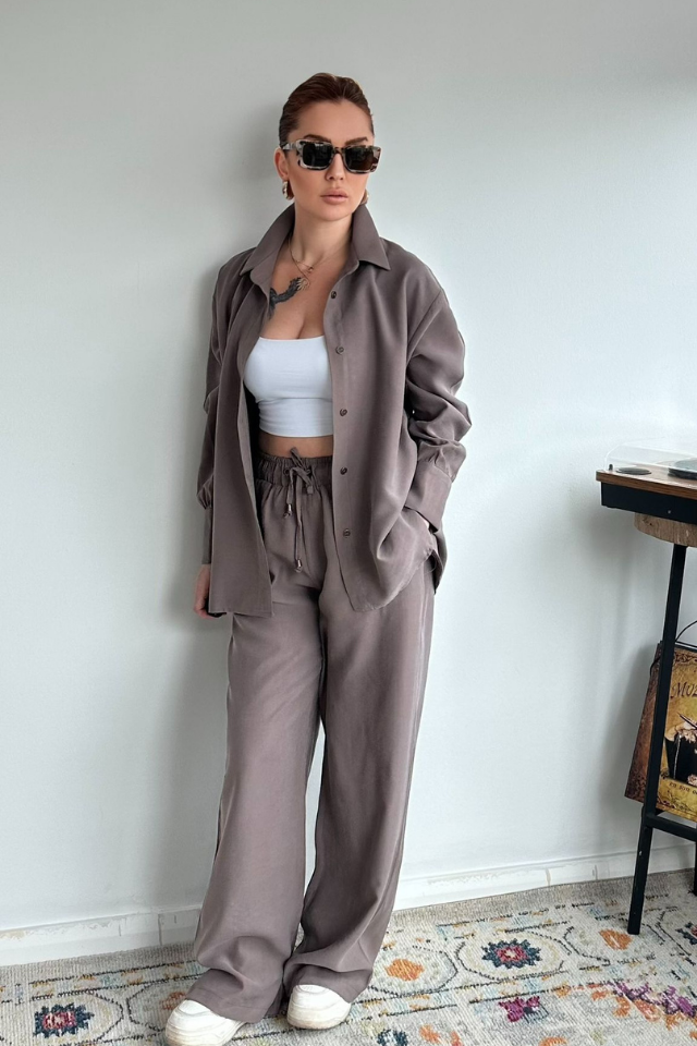 Vizon Özel Dokuma Gömlek Pantolon Takım