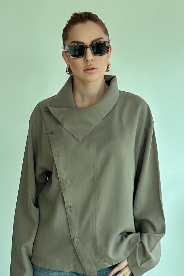 Vizon Asimetrik Gömlek