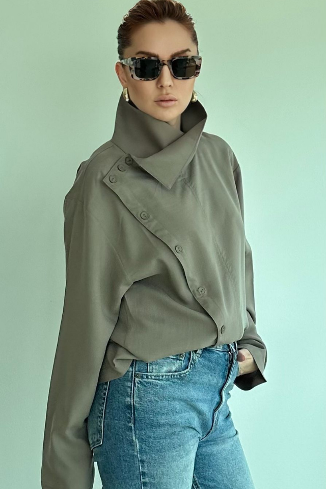 Vizon Asimetrik Gömlek