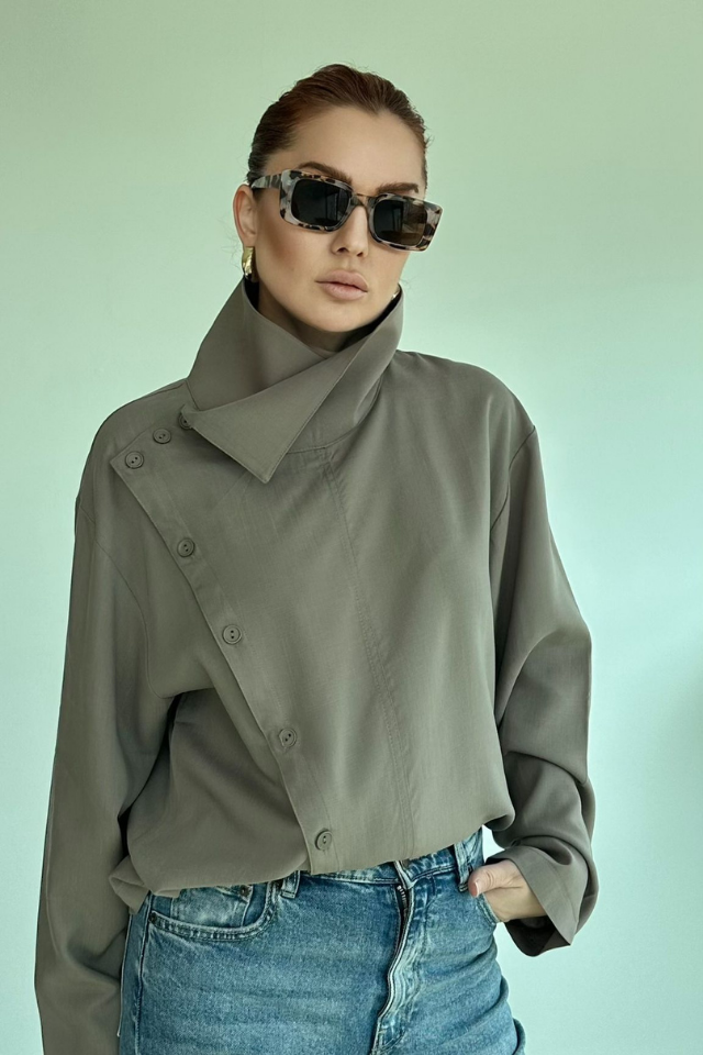 Vizon Asimetrik Gömlek