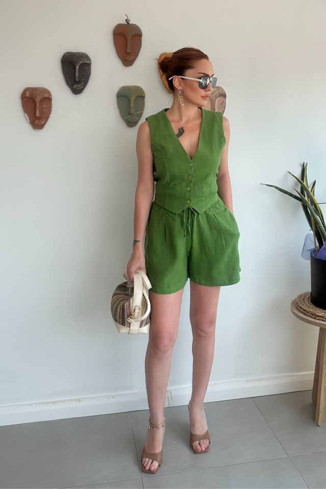 Yeşil Yelek Şort Takım