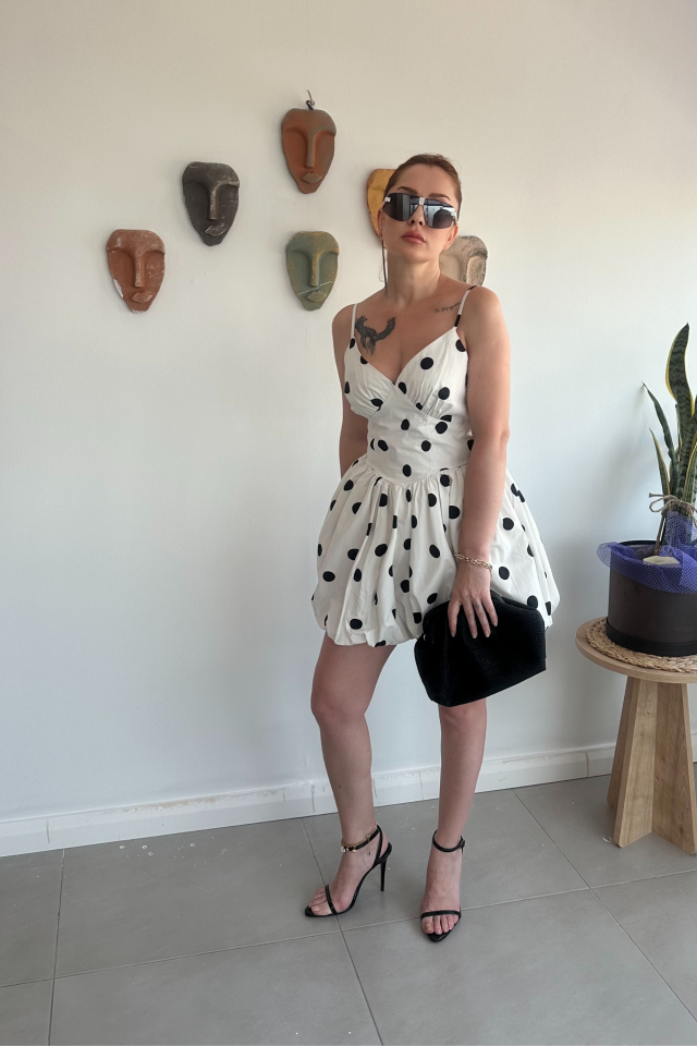 Puantiyeli Balon Elbise