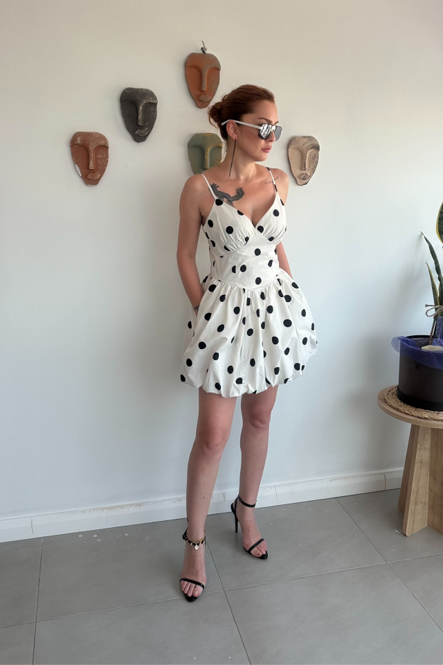 Puantiyeli Balon Elbise