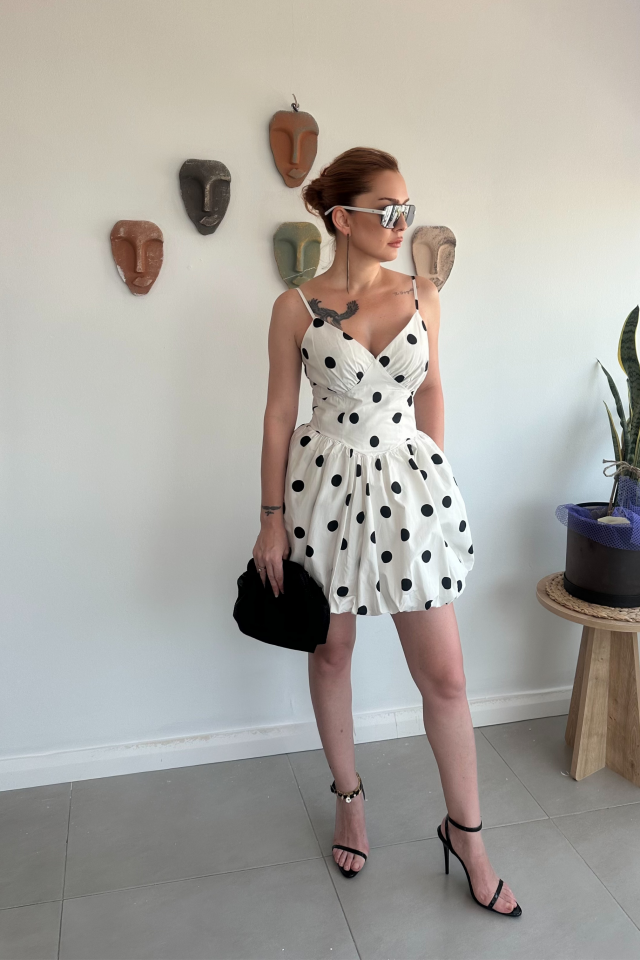 Puantiyeli Balon Elbise