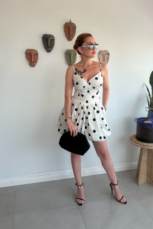 Puantiyeli Balon Elbise