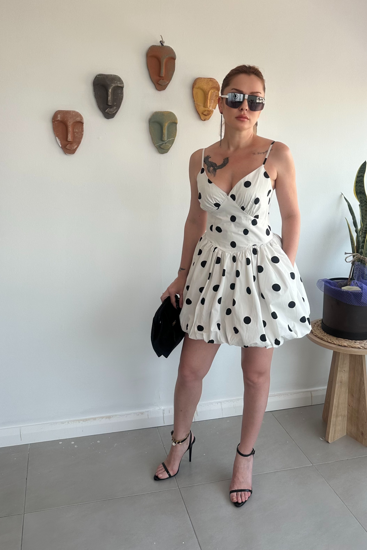 Puantiyeli Balon Elbise