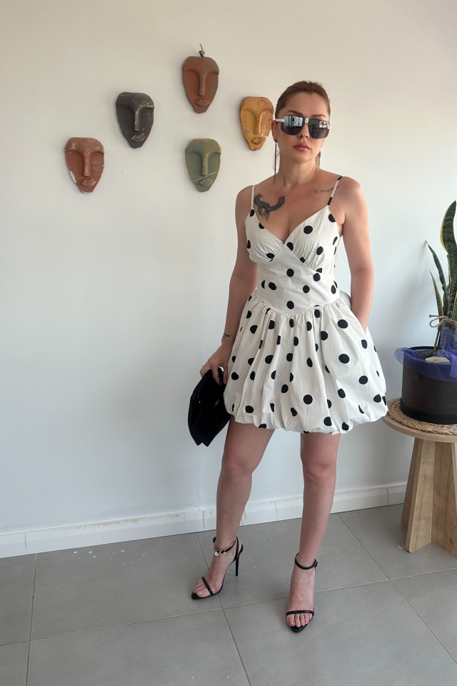 Puantiyeli Balon Elbise