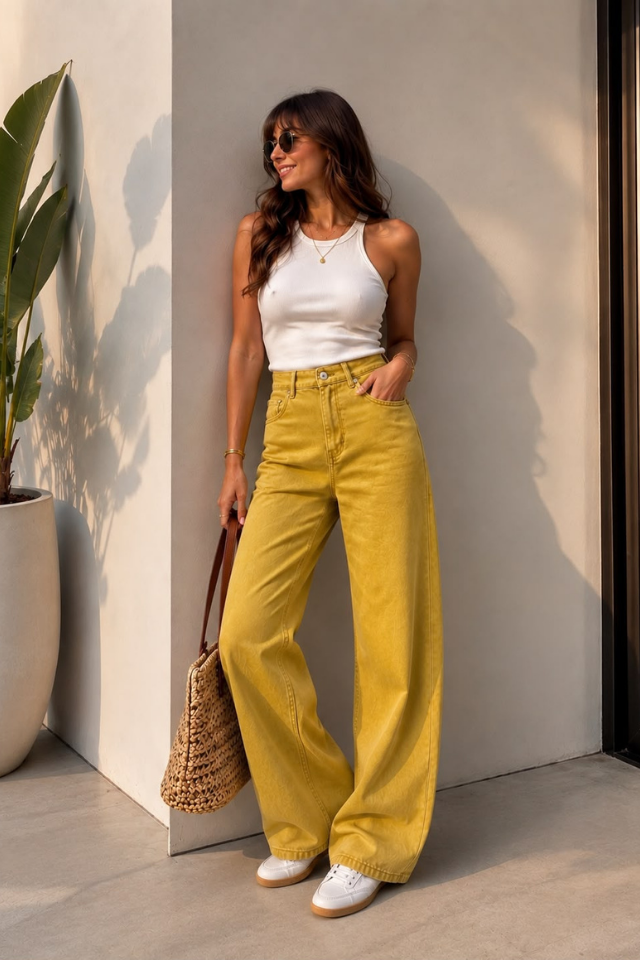 Olive , Yumuşacık Tencel Jean Pantolon