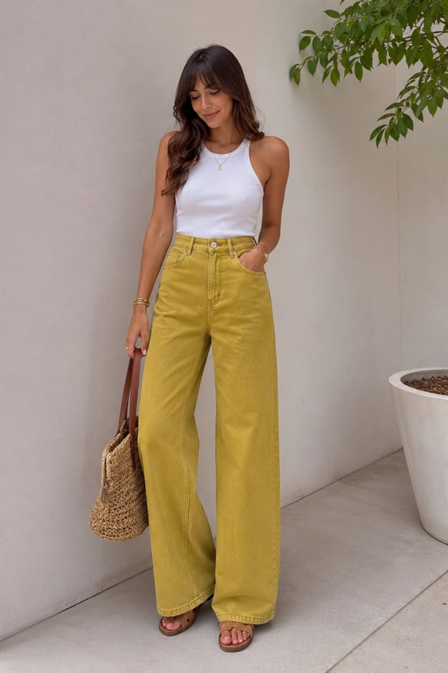Olive , Yumuşacık Tencel Jean Pantolon