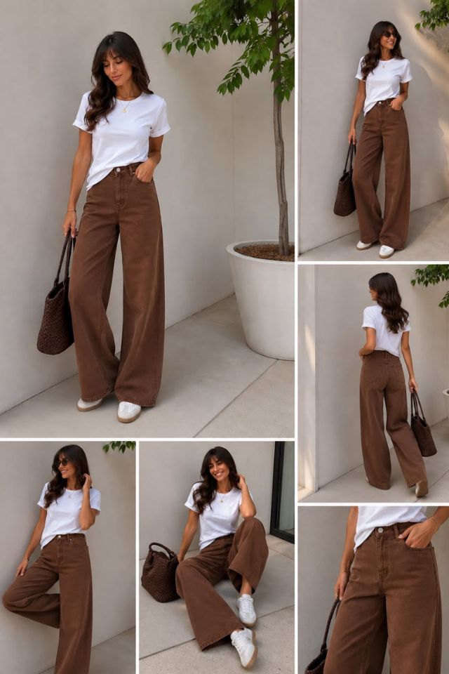 Kahverengi , Yumuşacık Tencel Jean Pantolon