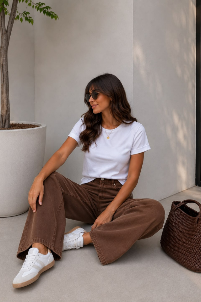 Kahverengi , Yumuşacık Tencel Jean Pantolon
