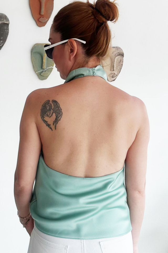 Halter Yaka Mint Yeşili Bluz