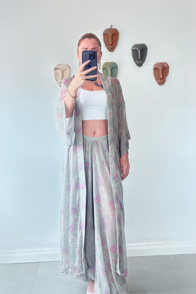 Tül Şalvar Pantolon Kimono Takım