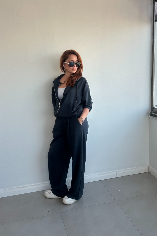 Antrasit Orjinal Marka Kapşonlu  Eşofman Takım