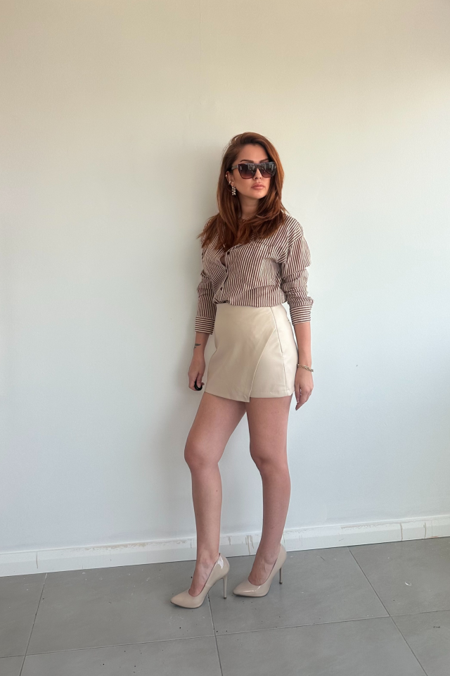 Taş Deri Şort Etek