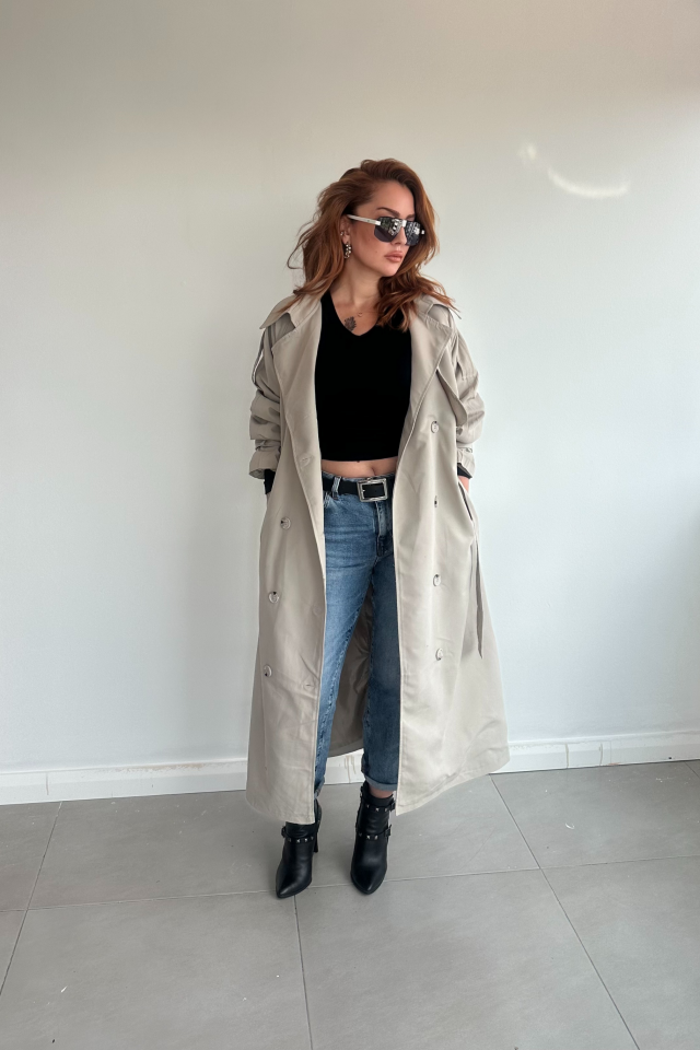 Bej Uzun Trenchcoat
