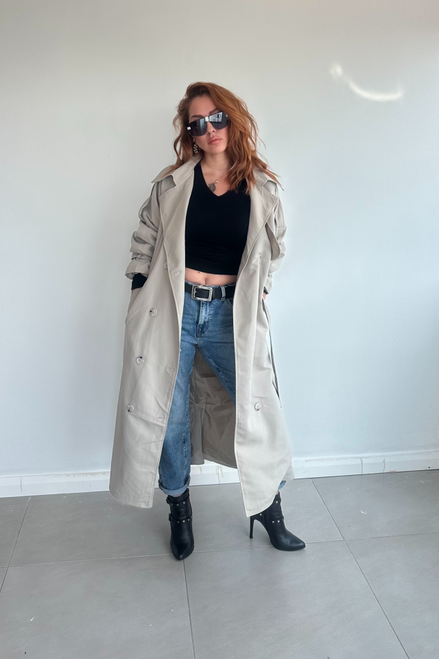 Bej Uzun Trenchcoat