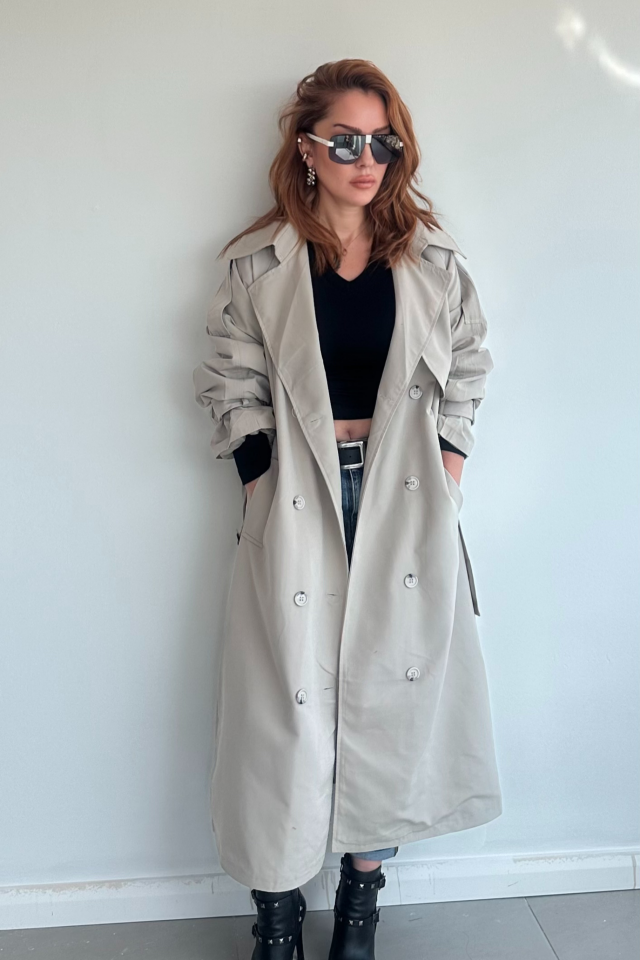 Bej Uzun Trenchcoat