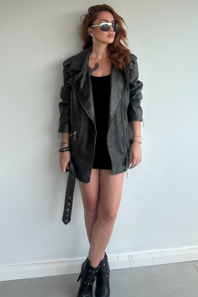 Zımbalı Deri Ceket