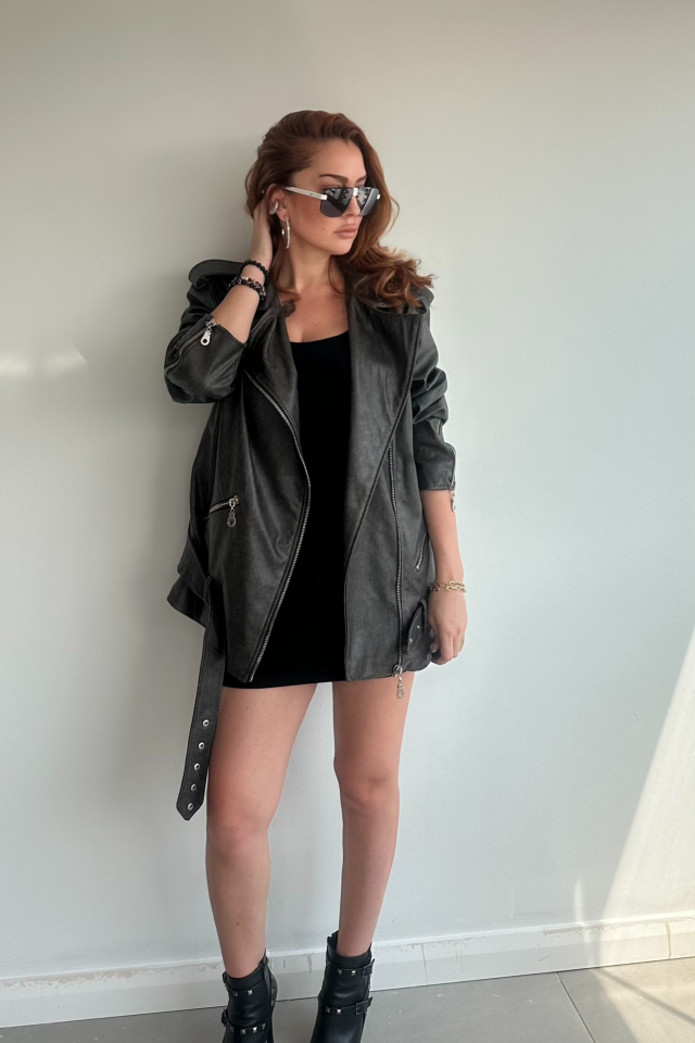 Zımbalı Deri Ceket