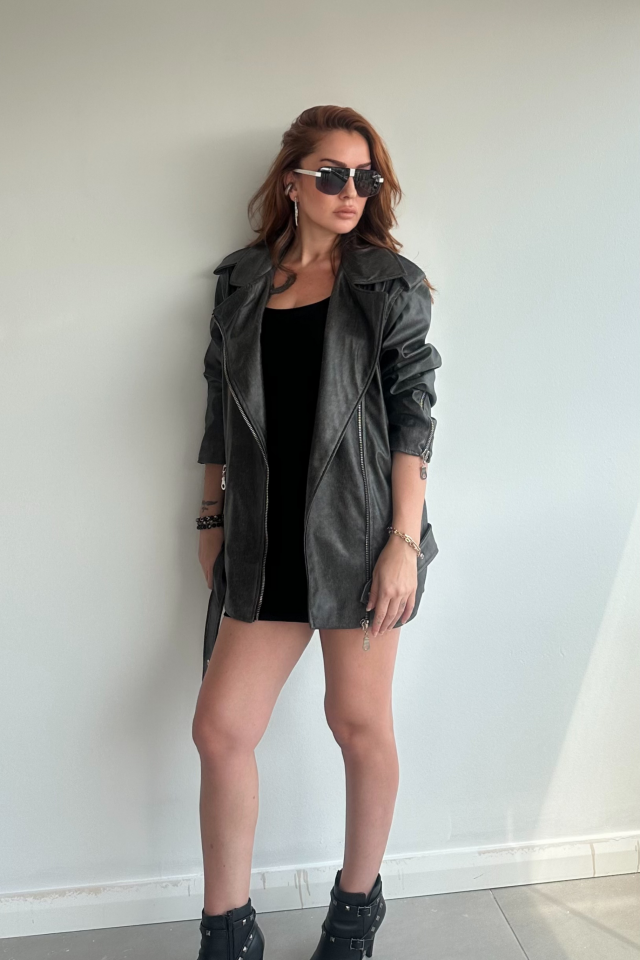 Zımbalı Deri Ceket