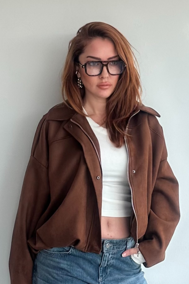 Süet Kahverengi Bomber Ceket