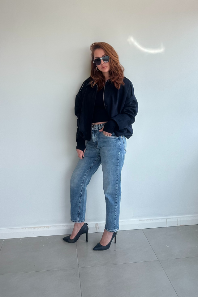 Süet Lacivert Bomber Ceket