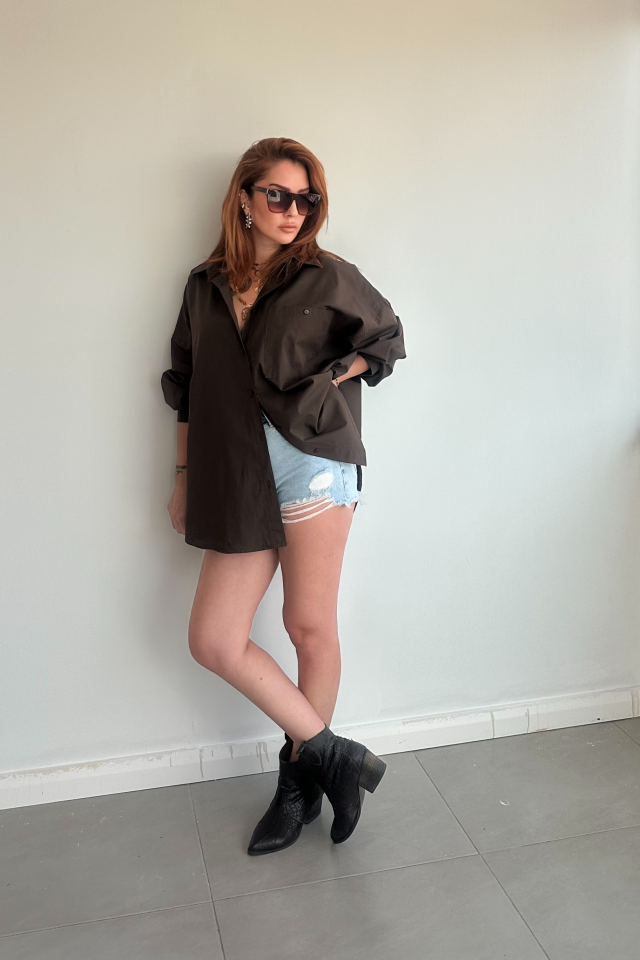 Kahverengi Tek Cepli Gömlek