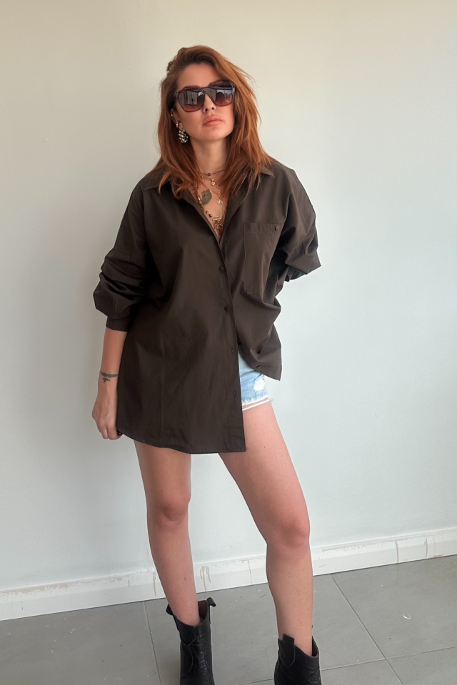 Kahverengi Tek Cepli Gömlek
