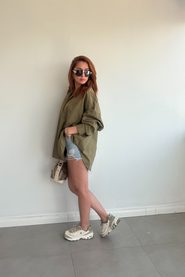 Haki Tek Cepli Gömlek