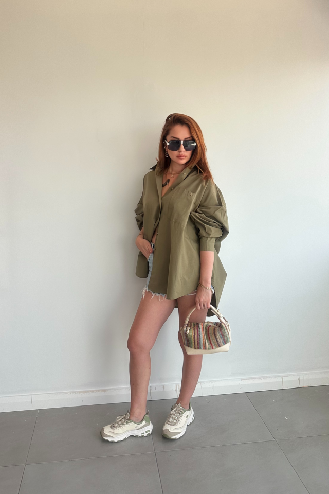 Haki Tek Cepli Gömlek