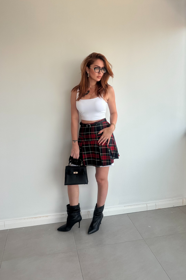 Kırmızı Ekose Etek