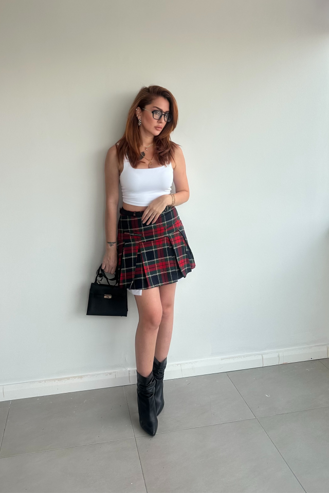 Kırmızı Ekose Etek