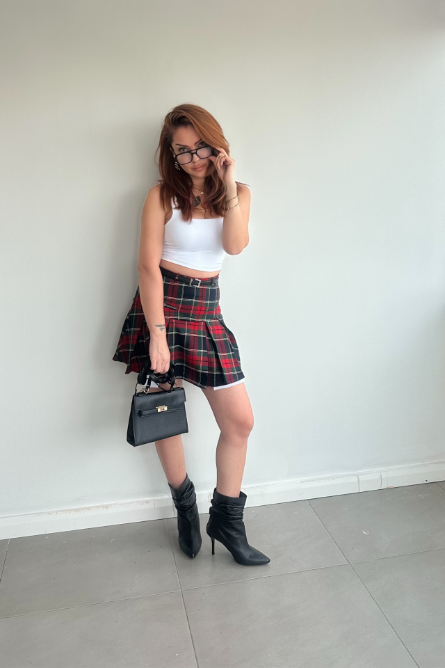 Kırmızı Ekose Etek