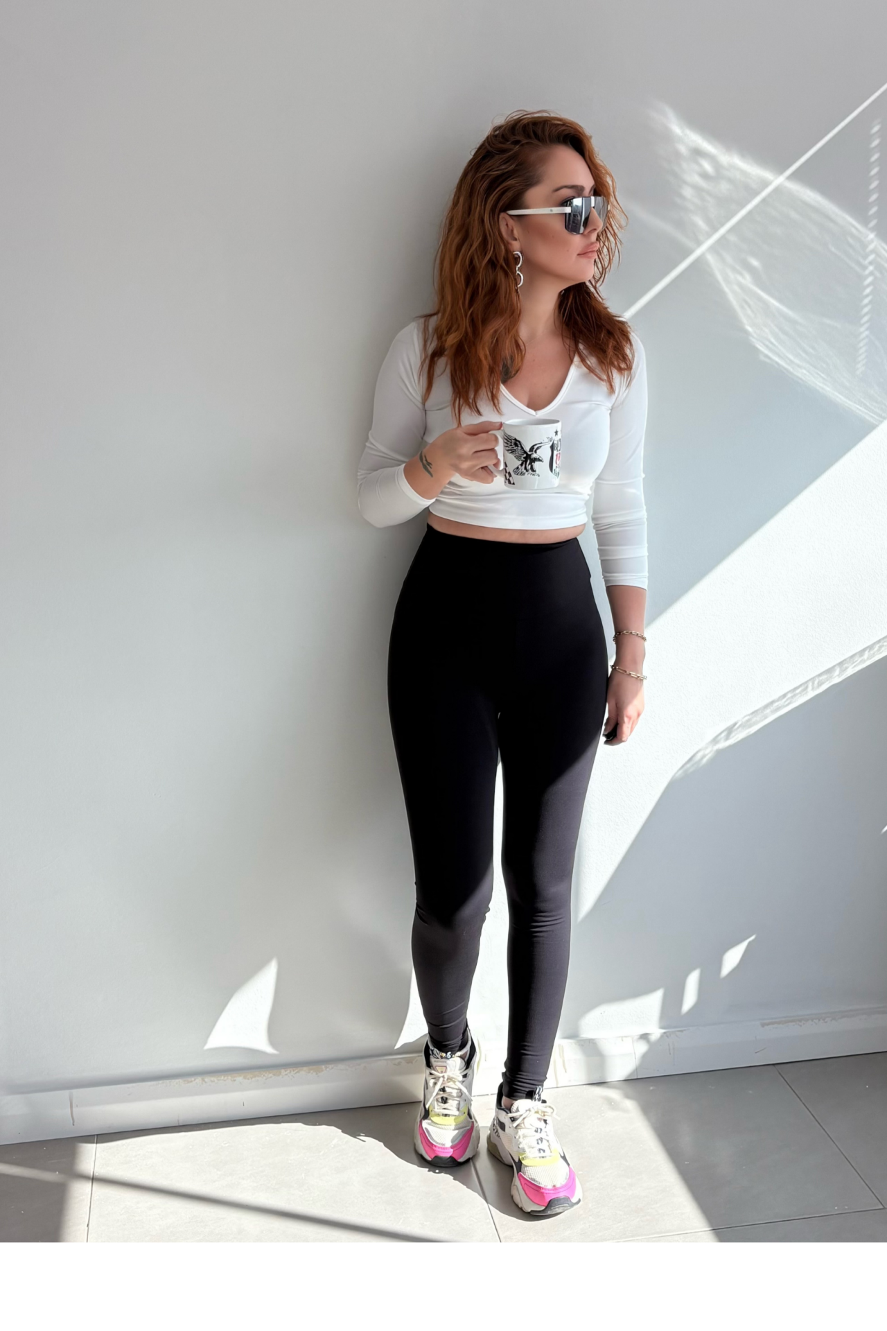 Beyaz Uzun Kollu V Yaka Bluz